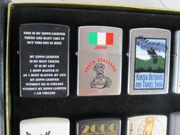 Outstanding Zippo Collector's Case Full (12) of Un-Used Zippo Lighters