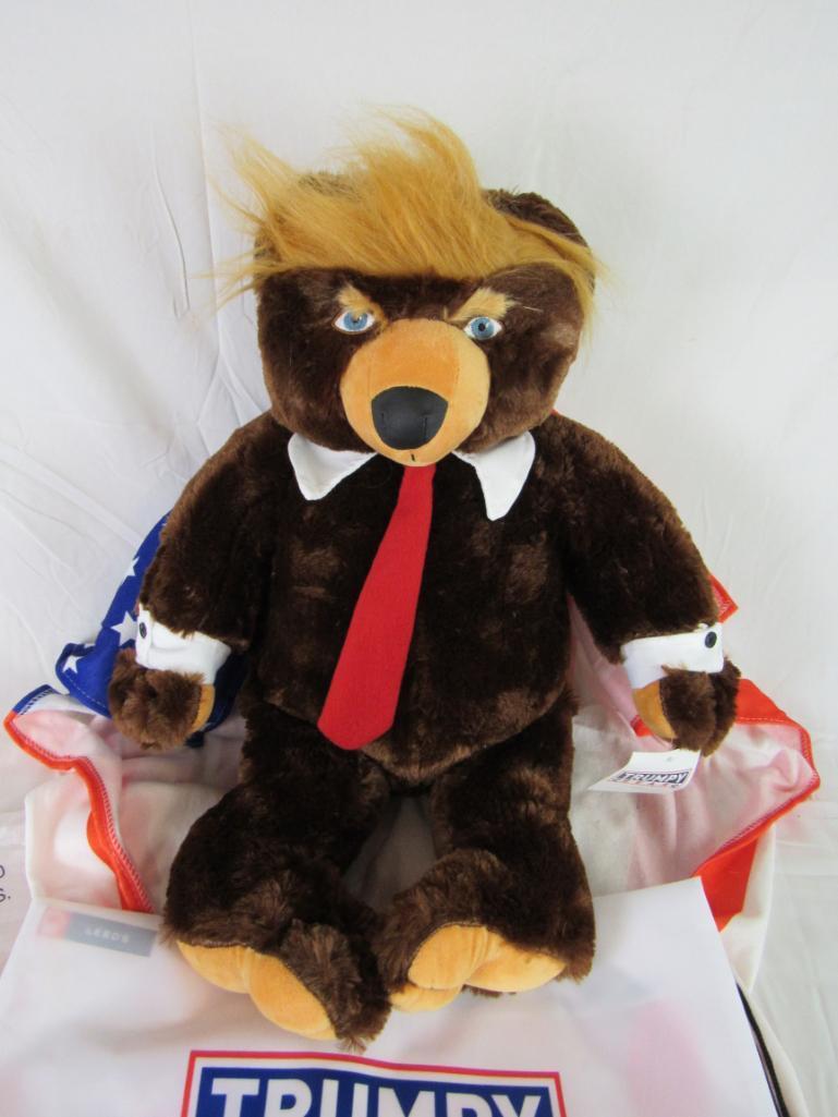 2017 Donald Trump "Trumpy Bear" 22" Plush Bear w/ Flag Cape NWT