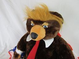 2017 Donald Trump "Trumpy Bear" 22" Plush Bear w/ Flag Cape NWT