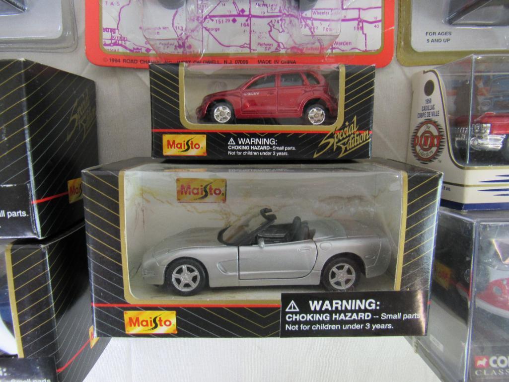 Grouping of Asst. Diecast- Corgi Volkswagen Bus, Dinky, Maisto, Road Champs