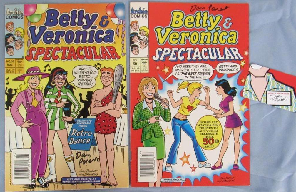 (2) Betty & Veronica Spectacular Signed by Dan Parent w/ Business Card