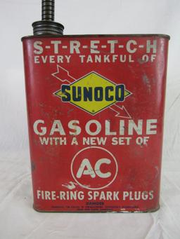 Rare Antique Sunoco / AC Spark Plug Metal 2 Gallon Gas Can