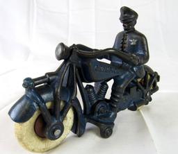 Antique Original Champion Cast Iron 7" Police Motorcycle