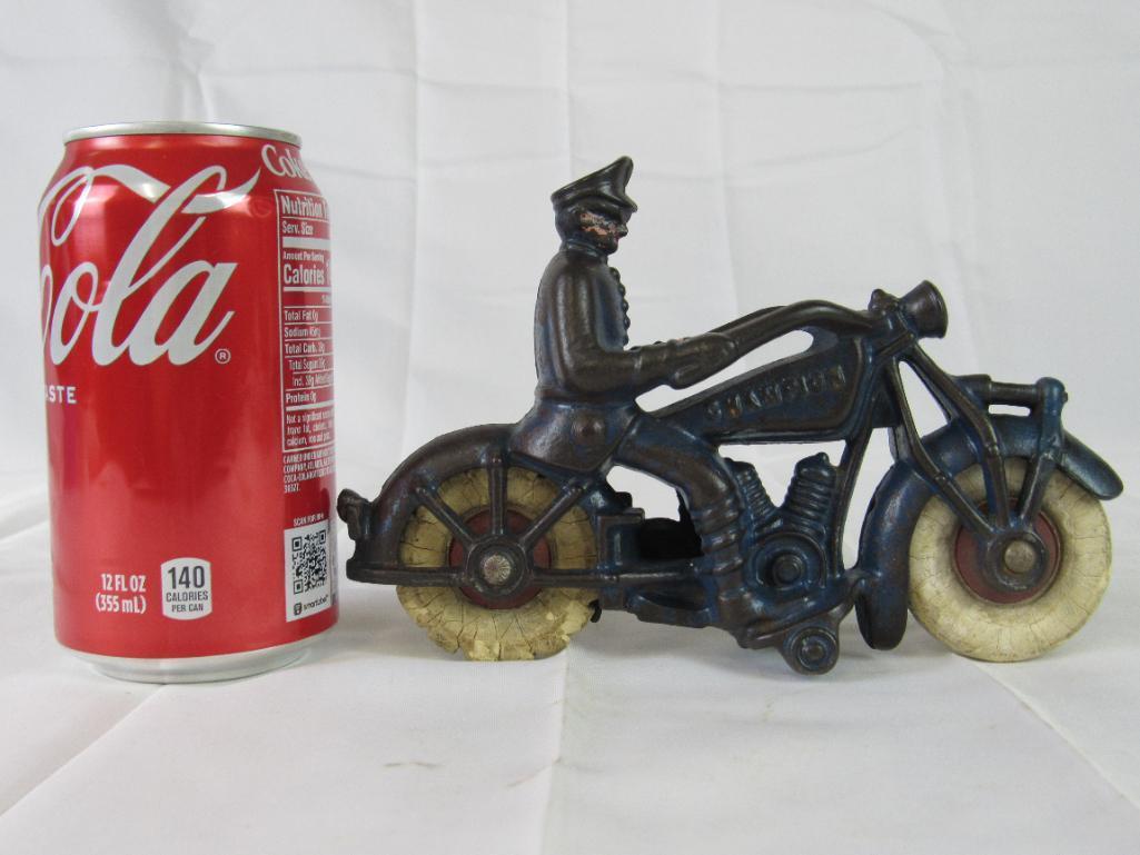 Antique Original Champion Cast Iron 7" Police Motorcycle