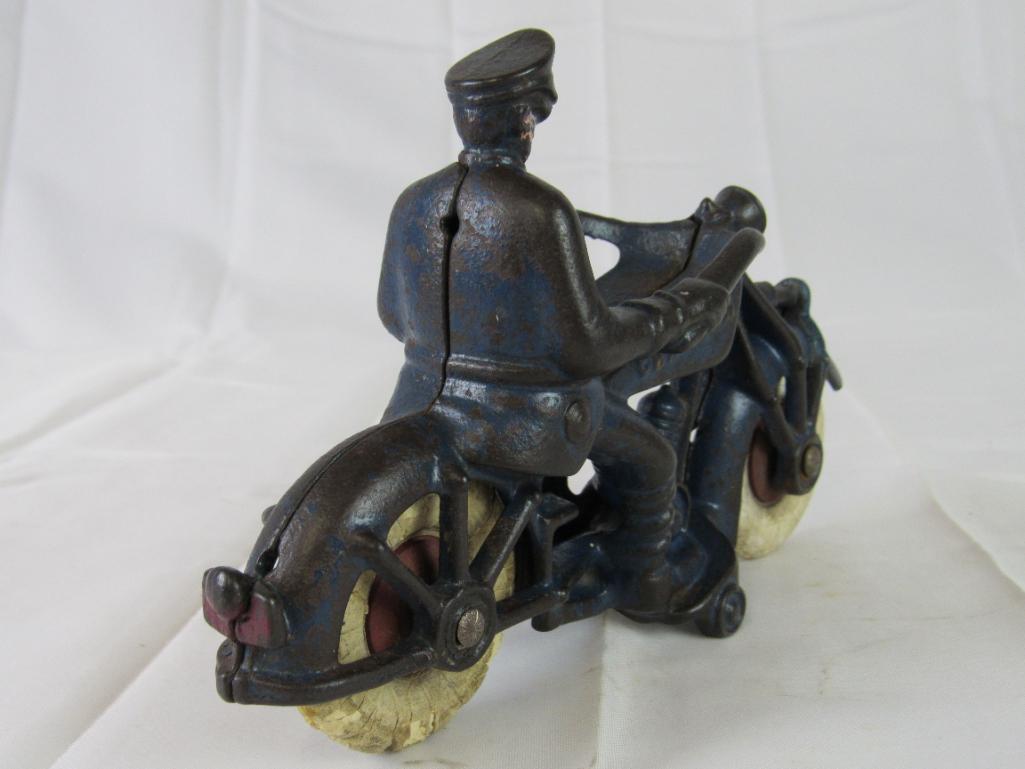 Antique Original Champion Cast Iron 7" Police Motorcycle