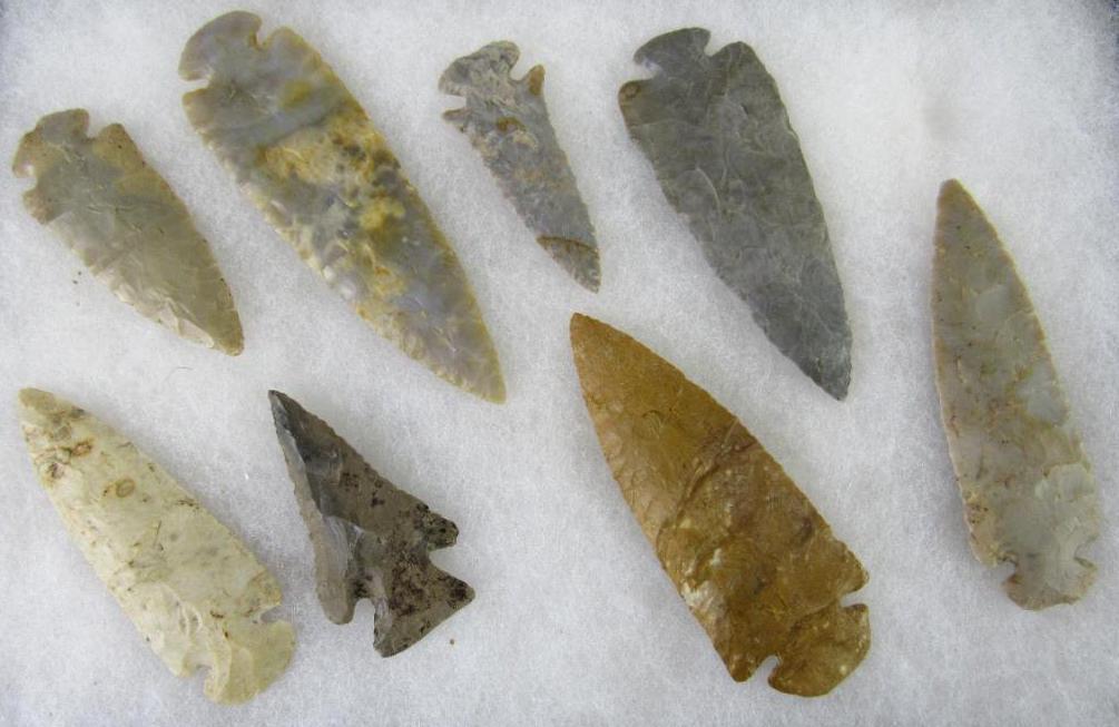 Outstanding Collection (8) Authentic Native American Arrowheads & Spearpoints Paleo Artifacts