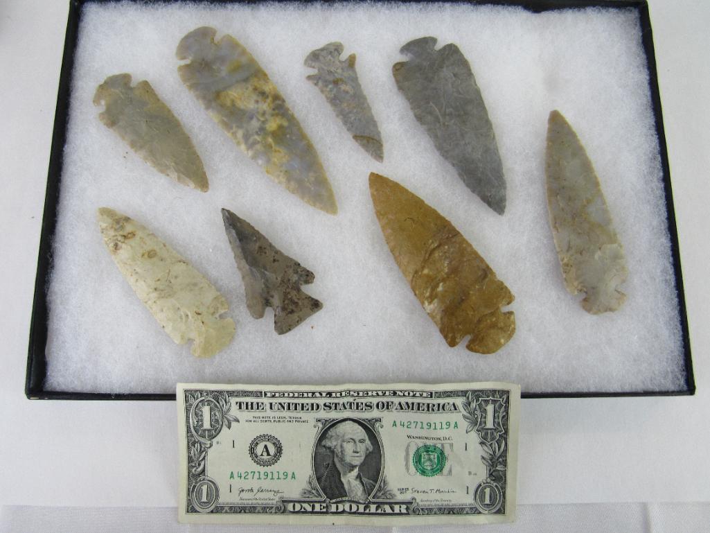 Outstanding Collection (8) Authentic Native American Arrowheads & Spearpoints Paleo Artifacts