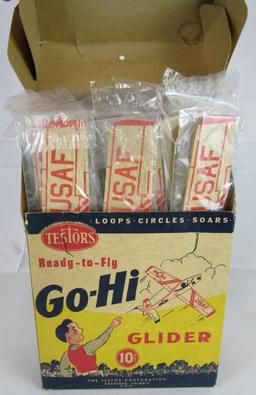 Excellent Antique Testors Go-Hi Glider Full Display Box! (24)