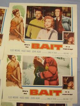 Bait (1954) Lobby Card Set of (8) w/Cleo Moore Pin-Up