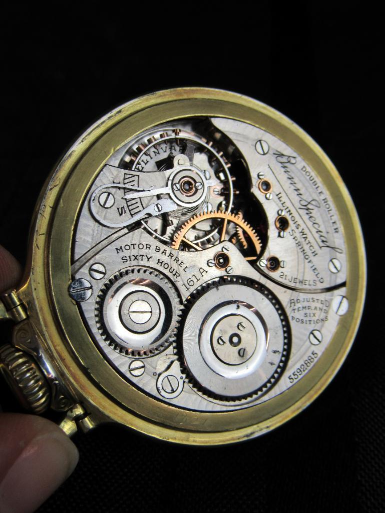 Beautiful 1946 Illinois Bunn Special 161A Elinvar 60 Hour 21 Jewel Pocket Watch