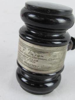 Antique 1926 Dated Presentation Gavel for National Sojourners Club- Fort Dodge Iowa