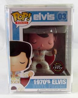 Rare Funko Pop Rock #03 1970's Elvis Presley Glow in the Dark Chase Piece MIB