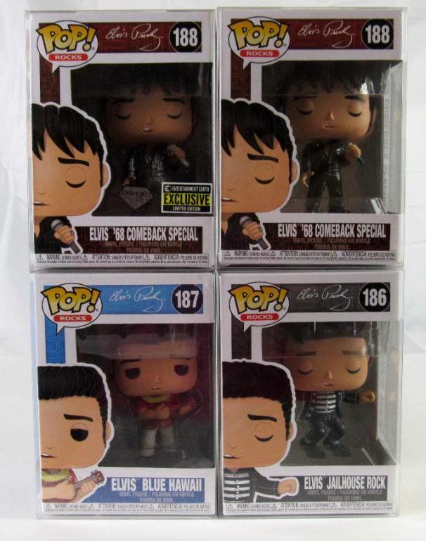 Set + 1 (4) Funko Pop Rock #186-188 Elvis Presley Figures MIB