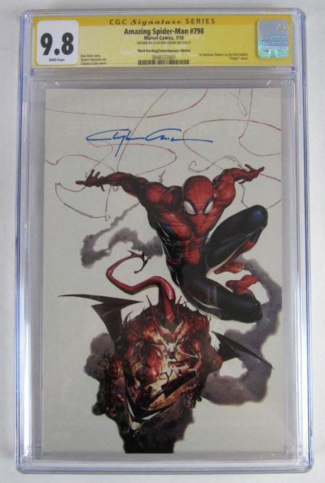 Amazing Spider-Man #798 (2018) ComicXposure Virgin Variant Signed Clayton Crain CGC 9.8