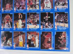 Rare 1983 Star Basketball Uncut Sheet. Larry Bird, Magic, Dr. J, Kareem ++