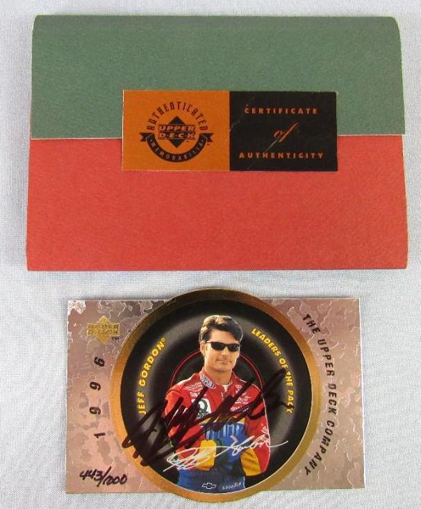 Rare 1996 UDA Upper Deck Authenticated Jeff Gordon Die-Cut On Card Auto w/ COA