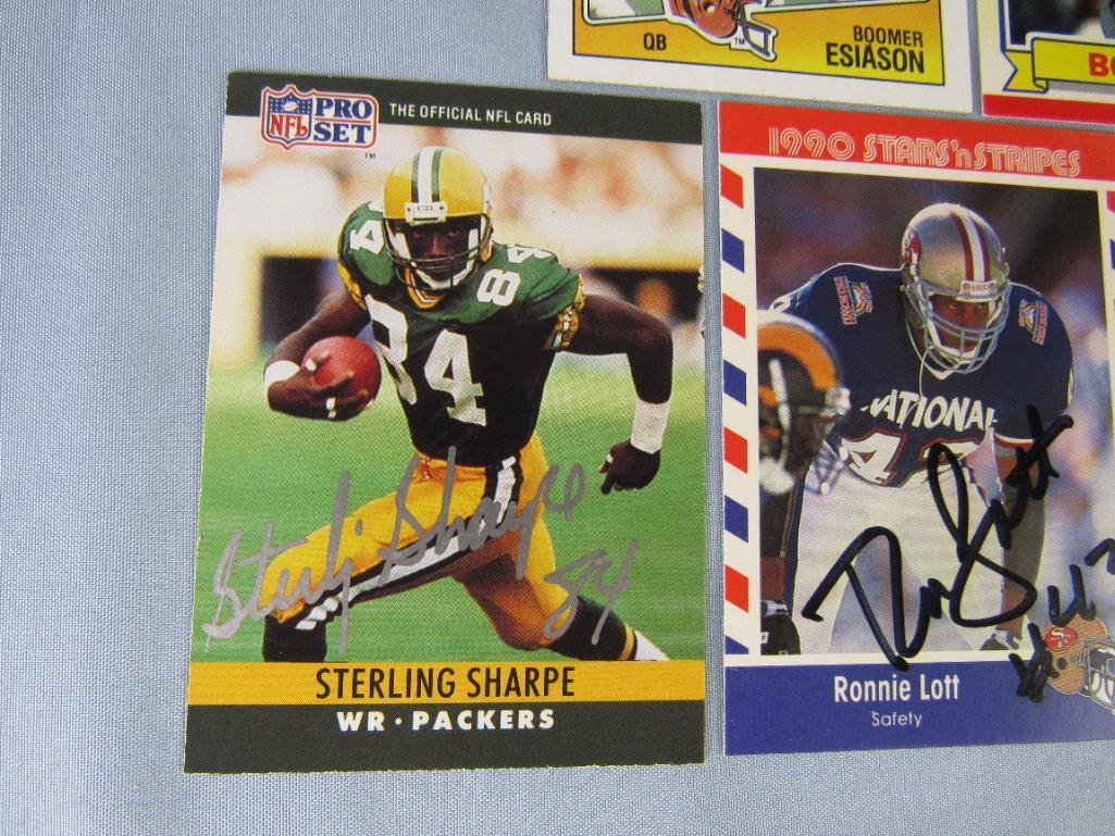 1990's NFL Stars Signed Card Lot (9) Lott, Sharpe, Esiason, Simms++
