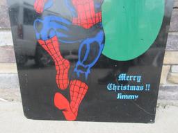 Rare Vintage Santa Spider-Man Metal Sign