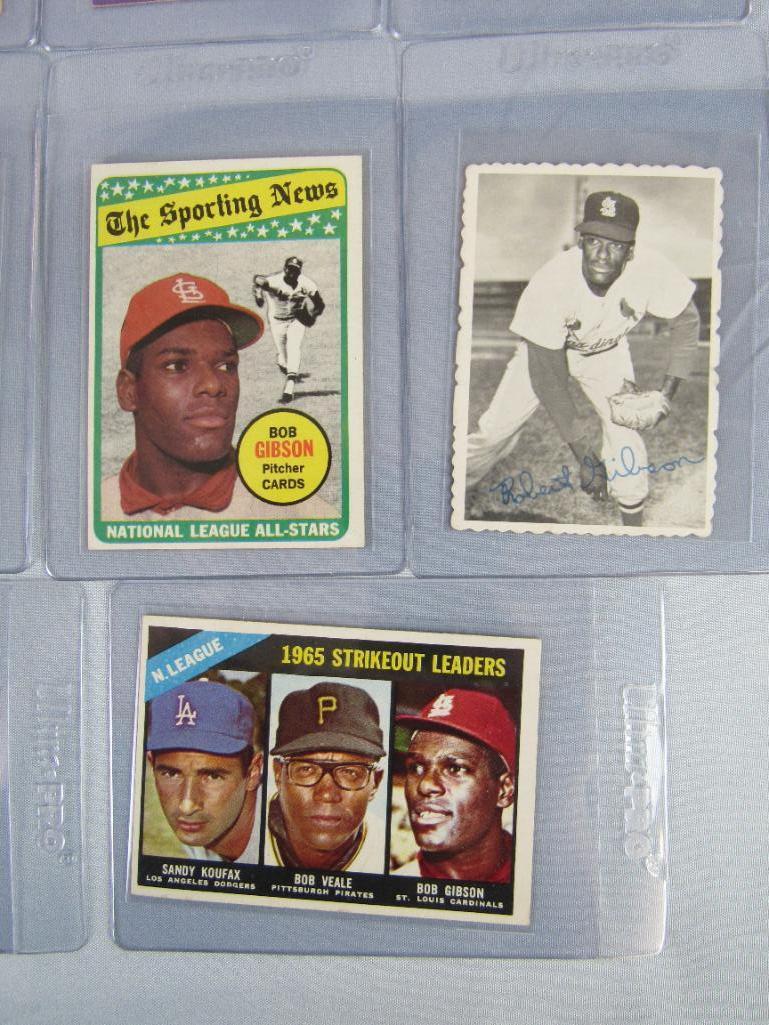 Large Lot (17) 1966 - 1975 Topps Bob Gibson Leaders, All-Stars, & Special Issue Cards