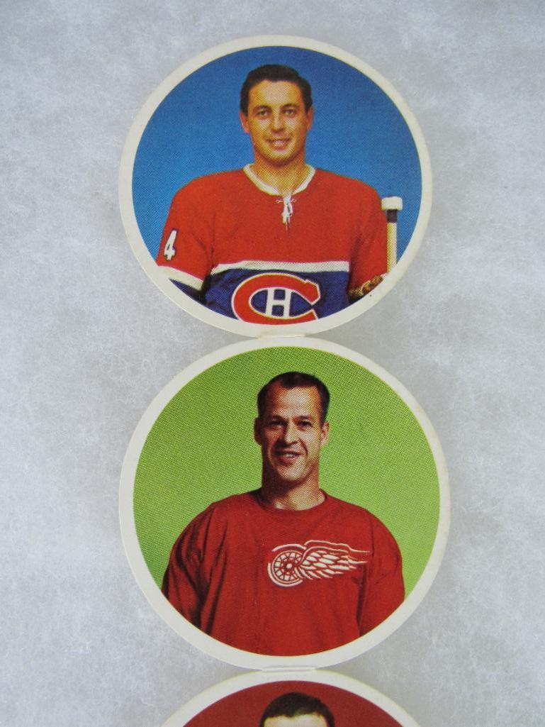 RARE High Grade 1962-63 El Producto Hockey Discs Full Panel (Attached) Gordie Howe ++