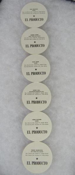 RARE High Grade 1962-63 El Producto Hockey Discs Full Panel (Attached) Gordie Howe ++