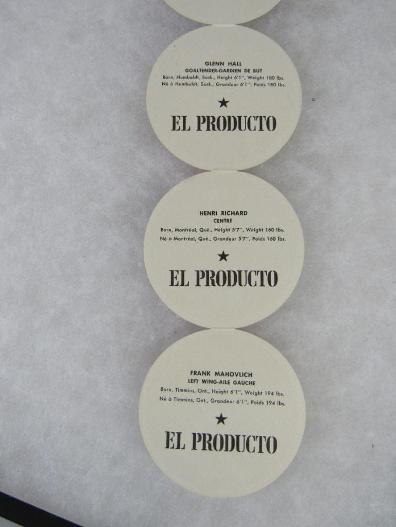 RARE High Grade 1962-63 El Producto Hockey Discs Full Panel (Attached) Gordie Howe ++