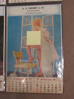 Lot (4) Vintage Nude/ Pin-Up Advertising Calendars 1958, 1974, 1975