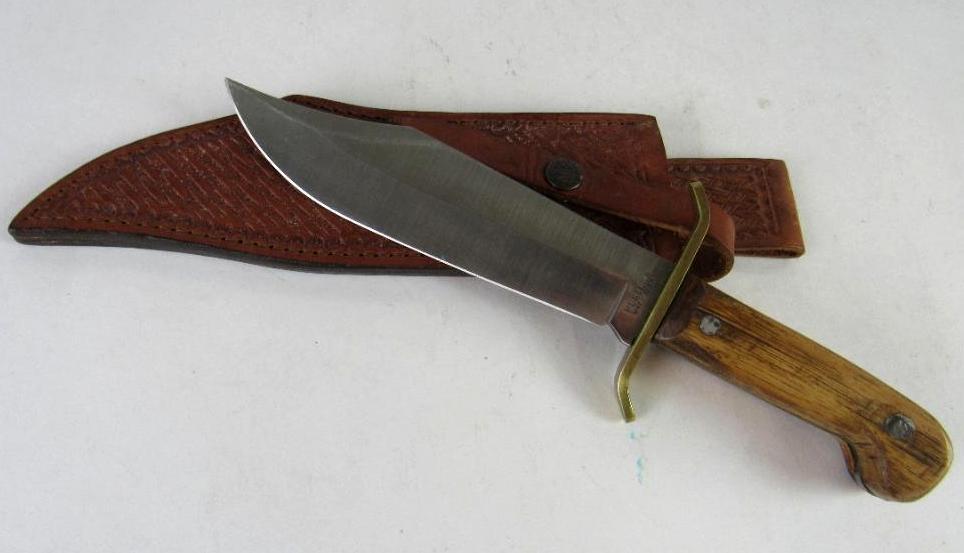 Vintage Western W47 12" Fixed Blade Bowie Knife in Case XX Leather Sheath