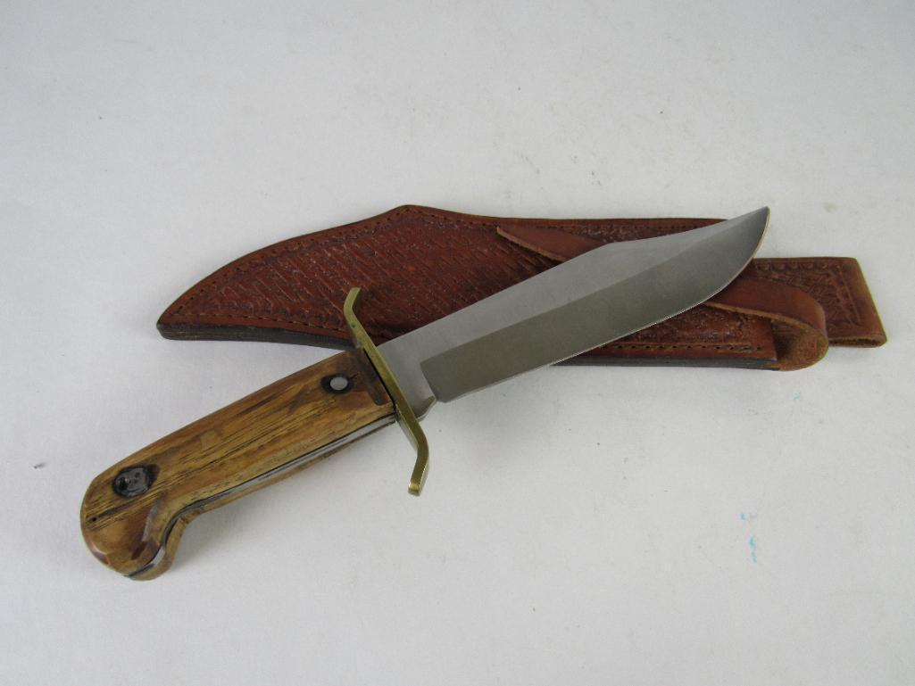 Vintage Western W47 12" Fixed Blade Bowie Knife in Case XX Leather Sheath