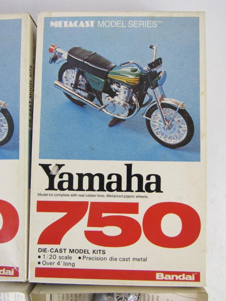 (2) Vintage Bandai 1:20 Scale Yamaha 750 Motorcycle Diecast Model Kits
