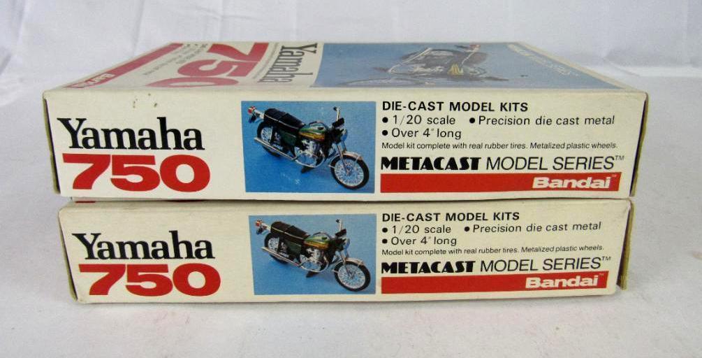 (2) Vintage Bandai 1:20 Scale Yamaha 750 Motorcycle Diecast Model Kits