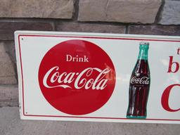 Excellent Vintage "Things Go Better with Coke" Coca Cola Embossed Metal Sign