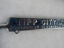 Excellent Antique Tipp City Chevy, Olds, Pontiac License Plate Frame (Ohio)