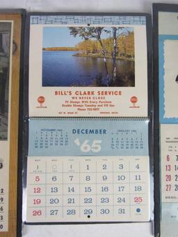 Lot (3) Vintage Gas Station Advertising Calendars- Phillips 66, Clark
