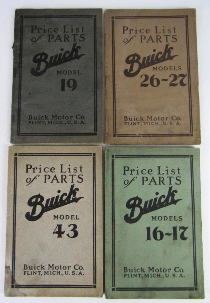 Lot (4) c. 1910's Original Buick Parts Price Lists Books