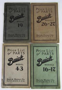 Lot (4) c. 1910's Original Buick Parts Price Lists Books