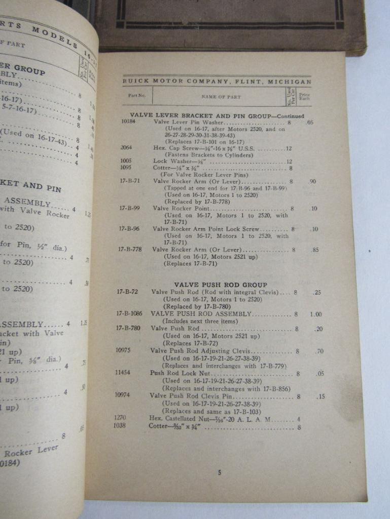 Lot (4) c. 1910's Original Buick Parts Price Lists Books