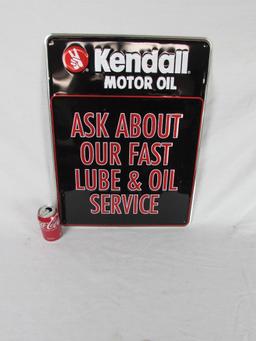 Kendall Motor Oil "Lube & Oil Service Station" Embossed Metal Sign NOS