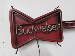 Excellent Vintage Budweiser Beer 2-Color "Electric Guitar" Neon Sign