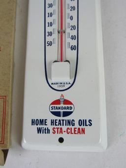 Excellent Vintage Standard Oil Metal Advertising Thermometer 11.5"