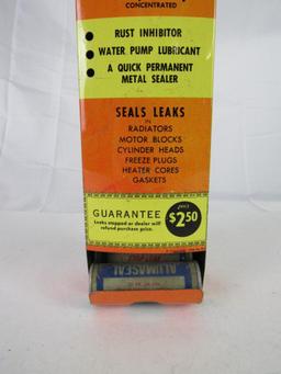 Vintage Alum-A-Seal Stop Leak Tin Store Display w/ 2 Original Cans