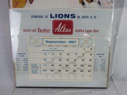 Vintage 1967 Altes Beer / Detroit Lions Advertising Calendar