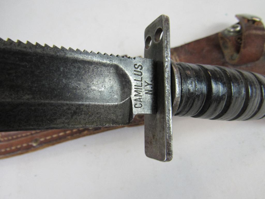 Excellent Pre-1967 Vietnam Era Camillus (NY) Pilot Survival Fighting Knife w/ Sheath