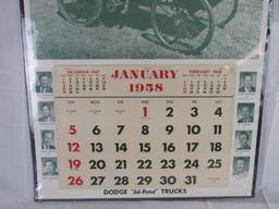 Vintage 1958 A.C. Baker Dodge Dealer (Detroit) Advertising Calendar