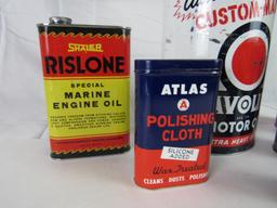 Grouping Vintage Oil Cans/ Related- Havoline, Risoline, Unico, etc