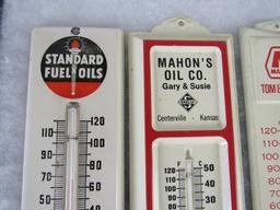 Excellent Lot (3) Vintage Metal Gas Station Advertising Thermometers- Standard, Marathon, Skelly