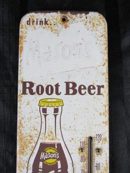Vintage Mason's Root Beer Metal Advertising Thermometer 16"