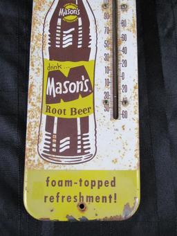 Vintage Mason's Root Beer Metal Advertising Thermometer 16"