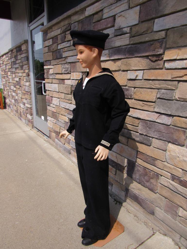 Vintage Composition 5 ft. Youth Mannequin w/ US Navy Uniform