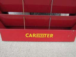 Antique Carter Carbureter Metal Service Station Gasket Display Rack w/ Top Sign